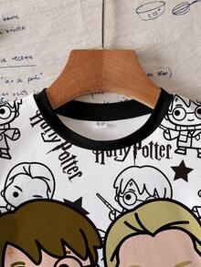 HARRY POTTER X SHEIN Young Boy Cartoon Figure Graphic Short Sleeve T-Shirt