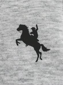 SHEIN Bộ áo liền quần dệt kim giữ nhiệt màu xám cho bé trai, dáng rộng, có mũ, tay dài, in họa tiết, khóa kéo, dễ phối đồ, dày dặn, thích hợp mặc trong nhà và ngoài trời, mùa thu/đông. - Xám - Xem 3