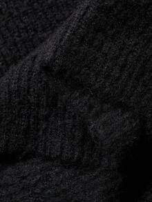 DAZY 女式纯色修身腰高领短袖优雅长款毛衣裙，秋冬 - 黑色 - 查看 8