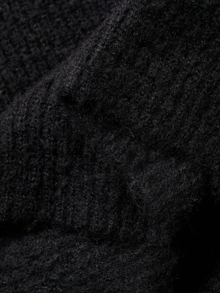 Women's Solid Color Fitted Waist High Neck Short Sleeve Elegant Maxi Sweater Dress, Autumn/Winter