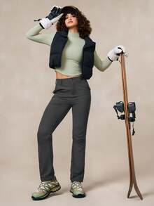 OutZeal 女士户外黑色裤子，适合露营、徒步旅行，防水弹力修身款，带口袋 - 深灰色 - 查看 3