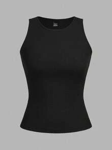 SHEIN EZwear 2 件黑色短款性感紧身吊带背心，适合夏季 - 黑色 - 查看 5