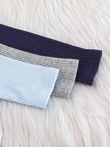 SHEIN Bộ 3 món cho bé trai/bé gái, áo liền quần dài tay cổ tròn khóa kéo phía trước, chất liệu dệt kim gân, mềm mại, thoải mái, thích hợp cho trẻ sơ sinh. Áo liền quần có khóa kéo cho bé, áo liền quần gân có khóa kéo cho bé, đồ ngủ có khóa kéo cho bé mùa thu đông. - Nhiều màu - Xem 3