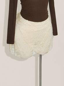 SHEIN ICON Falda de encaje con pliegues en la cintura, cruce en el bajo y línea A, estilo bohemio, para tallas grandes - Albaricoque - Ver 6