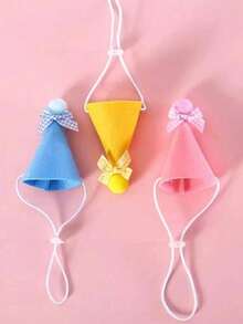 PETSIN 2pcs/Set Pet Cat Dog Birthday Costume, Made Of Polyester, Cartoon Cute Accessories For Birthday, Party, Holiday Celebration