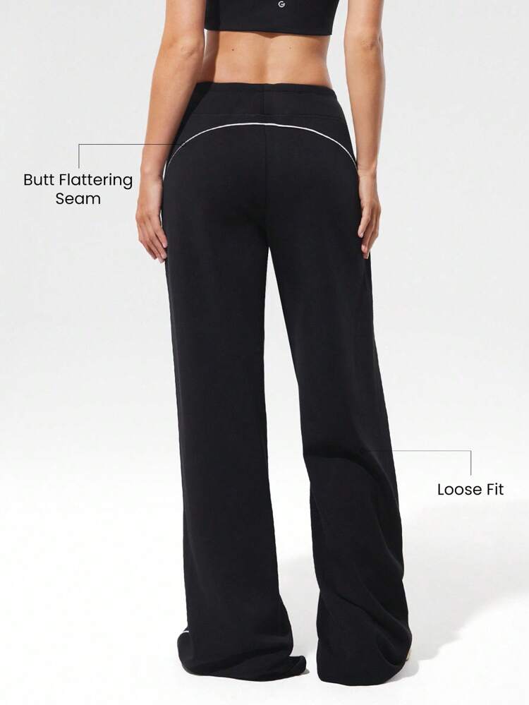 Pantaloni della tuta comodi e rilassati in modal morbido e setoso, con vita con coulisse, gamba allungante a contrasto, con tasche laterali, per uso casual quotidiano