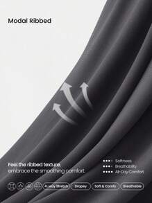 GLOWMODE 莫代尔罗纹阔腿内置可调节抽绳腰运动裤带侧袋日常休闲装 - 深灰色 - 查看 4