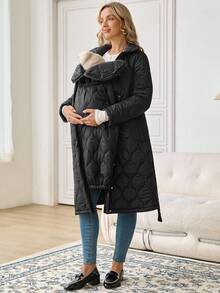 SHEIN 孕妇冬季厚口袋外套