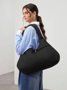 Bolso de mano de gran capacidad para mujer para uso diario - Negro - Ver 1