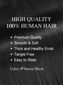 9AM Hair V Shape Clip In Hair Extension 100% Human Hair 1 Pcs With 4 Clips Natural Color Straight Hair For Women Easy To Style With Hair Curler And Straightener Invisible Suitable For Add Volume Lightweight All Day Wear Winter Christmas Halloween Costumes Autumn Outfits Women Fall Outfits Women Chic Elegant Glow Edgy Clean Classic Lit Snack Baddie 90s Vintage Retro Grunge Cottagecore Kawaii Cyberpunk Streetwear Preppy Futuristic Minimalist Street Style Bridal Photoshoot Date Night Casual Cozy - Natural Black - View 3