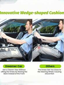 SHEIN 1pc Car/Truck Seat, Office Chair, Wheelchair Wedge Cushion - Memory Foam Seat Pad For Sciatica Relief, Breathable Polyester Fabric Car Seat Pad - Thick Comfort Reinforced Cushion, Anti-Slip Design, Suitable For All Vehicles, Black Woven Fabric Enhancing Support And Ventilation Room Decor Home Decor Chair Cushion Seat Cushion Back To School School Supplies