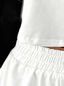 Easithlete 2 件女式无袖 T 恤和短裤套装，休闲运动装运动两件套健身套装 - 白色 - 查看 7