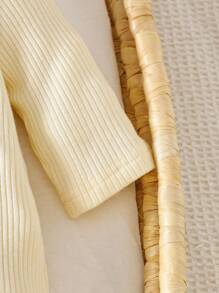 SHEIN Blauer minimalistischer Langarm-Overall mit Mütze für Säuglinge/Kleinkinder