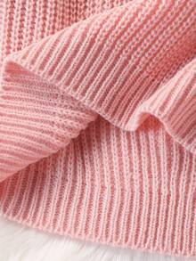 SHEIN Suéter versátil y lindo con patrón de amor para bebé y niña, prenda exterior de punto de una sola pieza - Rosa - Ver 9
