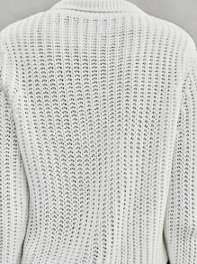 Lumivelle Chaqueta casual de manga larga con botones metálicos decorativos de unicolor - Blanco - Ver 7