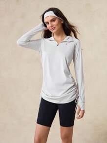 OutZeal 女士白色防晒外套 夏季日常休闲长袖上衣 防紫外线 凉爽触感丝滑柔软 及臀长度 侧边抽绳 - 白色 - 查看 9