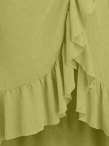 Sweetra Fustă nouă pentru femei, în formă de V, cu volane, cu șnur în talie, stil retro, roșu vin, primăvară/vară, potrivită pentru Ziua Îndrăgostiților, petrecere, boemă