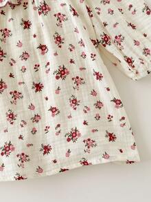 Cozy Pixies 女宝宝休闲度假风格碎花荷叶边装饰灯笼袖宽松连衣裙，春夏秋季 - 彩色 - 查看 7