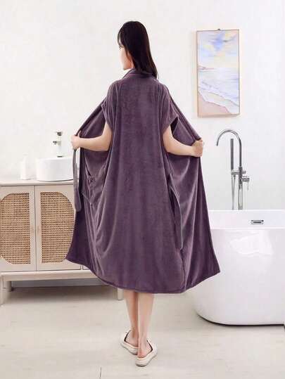 1pc Women Robes, Lightweight Robes Kimono Knit Soft Loungewear Short Bathrobe,Made Of High-Density Microfiber, Highly Absorbent, Color-Fast & Anti-Shedding, Suitable For Home, Hotel, Spa, All Seasons Summer Wedding Home Bathroom Decor