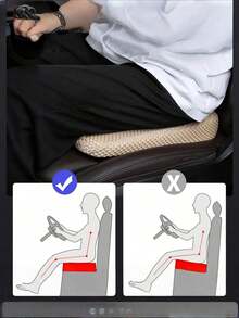 SHEIN 1pc Car/Truck Seat, Office Chair, Wheelchair Wedge Cushion - Memory Foam Seat Pad For Sciatica Relief, Breathable Polyester Fabric Car Seat Pad - Thick Comfort Reinforced Cushion, Anti-Slip Design, Suitable For All Vehicles, Black Woven Fabric Enhancing Support And Ventilation Room Decor Home Decor Chair Cushion Seat Cushion Back To School School Supplies