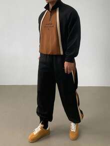 DAZY Conjunto de sudadera de media cremallera con bloques de color para hombre, otoño - Multicolor - Ver 6