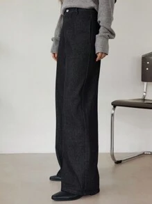 Dazy-Less Women's Casual Commuter Versatile Straight Leg Jeans