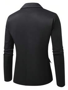 Manfinity Homme Men's Autumn Lapel NeckSingle-Breasted Casual Commuter Suit Jacket - Black - View 2