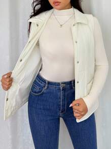 Rafferiza Islaluna Damen leichte gesteppte Taillenjacke, Herbst Damen gesteppte Weste - Aprikosenfarben - Übersicht 6