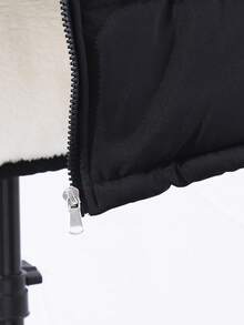 SHEIN 1 pieza Abrigo acolchado de manga larga y largo medio para niña preadolescente, forro de felpa, cómodo y cálido, prenda exterior de unicolor