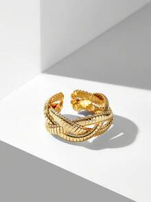 MOTF PREMIUM Anillo abierto trenzado enchapado en oro de 18K - Dorado - Ver 1
