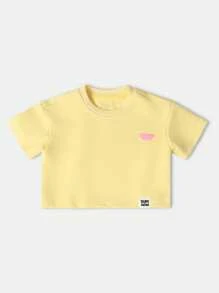 SUMWON 夏日梦幻两件套粉彩套装短款上衣高腰短裤休闲海滩度假阳光加州游玩服女童 - 黃色 - 查看 4