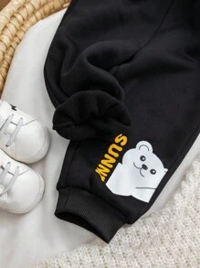 Bộ quần áo nỉ và quần dài họa tiết hoạt hình dễ thương cho bé trai, đa năng cho mùa thu/đông - Nhiều màu - Xem 3
