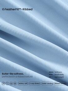 GLOWMODE FeatherFit™ Ribbed Flex Soft Square Neck Sports Bra Low Impact Yoga Pilates Studio Daily Casual Wear Removable Cups Fall Winter - Baby Blue - View 5