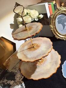 3 件树脂三层水果盘模具、带支架的树脂支架模具、环氧树脂分层托盘模具、树脂和硅胶铸造模具以及用于制作服务台的五金配件 - 白色 - 查看 8