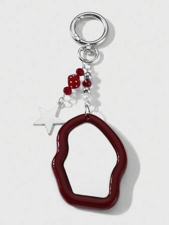 Kawaii 1 pieza Llavero y colgante de bolso con espejo de acrílico en forma de nube, estrella y estilo minimalista retro Y2K de alta calidad, adecuado para uso diario de mujeres/niñas, regalo para vacaciones