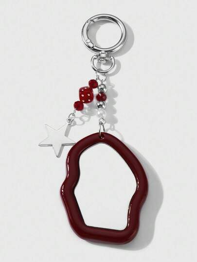 ROMWE Kawaii 1 件 Y2K 别致复古简约高品质亚克力云玻璃镜星 DIY 钥匙扣和钥匙圈包饰，适合女性/女孩日常佩戴，节日礼物