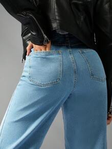 MISSGUIDED Premium High Rise Wide Leg Jeans Retro Style Vintage Light Wash Denim Pants Classic Casual Streetwear Fall Winter Fashion