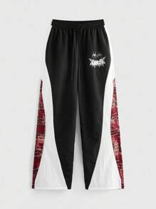 ROMWE MEN Street Life Quần cạp chun kẻ caro màu tương phản dành cho nam - màu đen - Xem 8