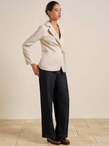 INAWLY 米色系带修身女式西装外套 - 米色 - 查看 4