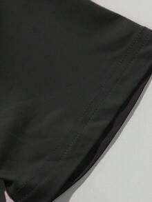 Áo phông in hình mèo cho bé gái tuổi teen, áo thường ngày mùa hè - màu đen - Xem 4