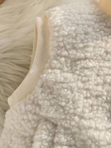 女童休闲百搭无袖外套，秋冬季女童抓绒背心，泰迪熊背心，保暖背心，冬季背心 - 米色 - 查看 5