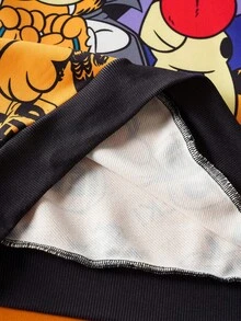 GARFIELD | SHEIN Tween Boy Cute Halloween Cartoon Graphic Long Sleeve Hooded Sweatshirt - Orange - View 6