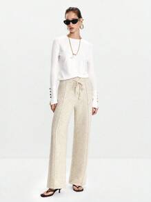 Lumivelle 女士纯色休闲宽松针织阔腿裤