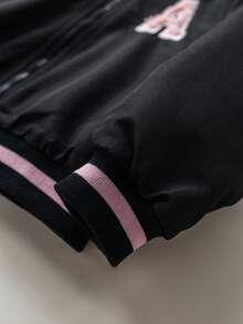 SHEIN Baby Girls Cute Versatile Black Thermal Lined Hoodie Jacket, Autumn/Winter Fall - Black - View 3