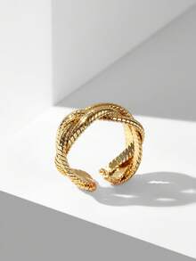 MOTF PREMIUM Anillo abierto trenzado enchapado en oro de 18K - Dorado - Ver 3