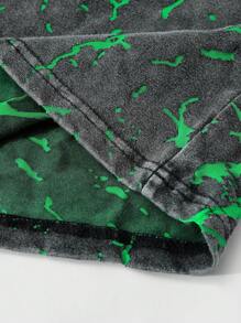 ROMWE MEN Street Life Men's T-Shirt With Street American Design, Special Fabric With Ripped Lightning Effect - Black - View 8