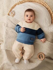 Cozy Pixies 新生男婴/女婴拼色圆领长袖套头衫 - 彩色 - 查看 5