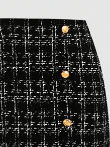 SHEIN Teen Girl Casual Minimalist Comfortable Round Neck Cardigan And Skirt Set