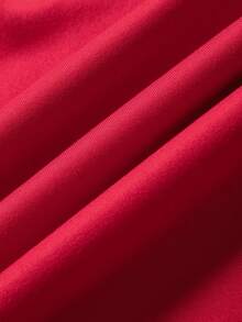 Women's Letter & Cartoon Graphic Crew Neck Long Sleeve Red Thermal Sweatshirt