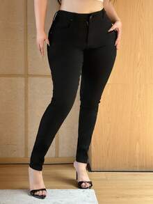 Dazy Plus Calça jeans feminina plus size, skinny e elástica, comprimento até o tornozelo, adequada para todas as estações